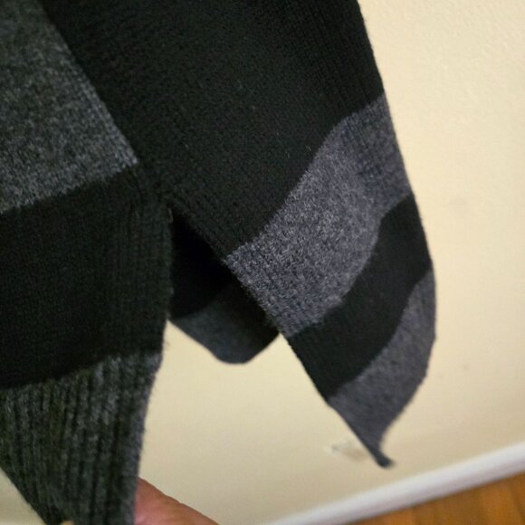 L. K. Bennett Black Gray Wool High Low 3/4 Sleeve Mock Neck Sweater Size S - Picture 4 of 7